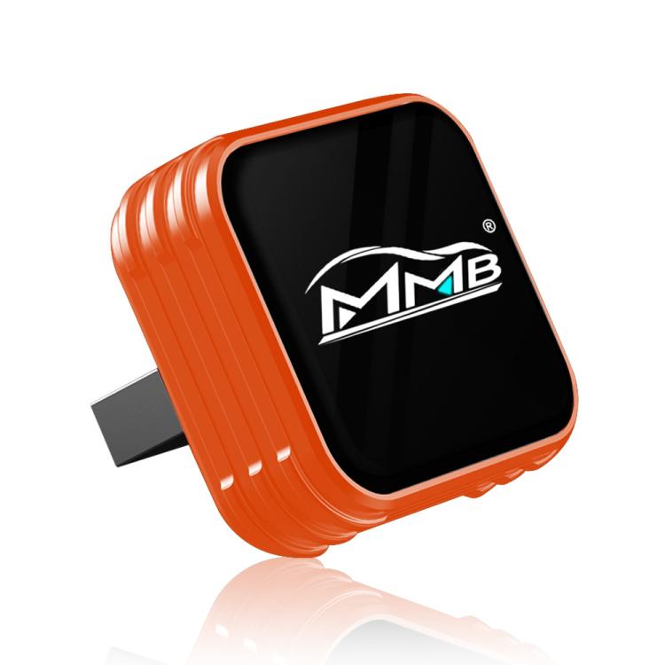Orange mini car smart box adapter with MMB logo, wired-to-wireless connectivity