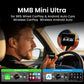 Mini wireless car adapter box with MMB logo shown near the steering wheel