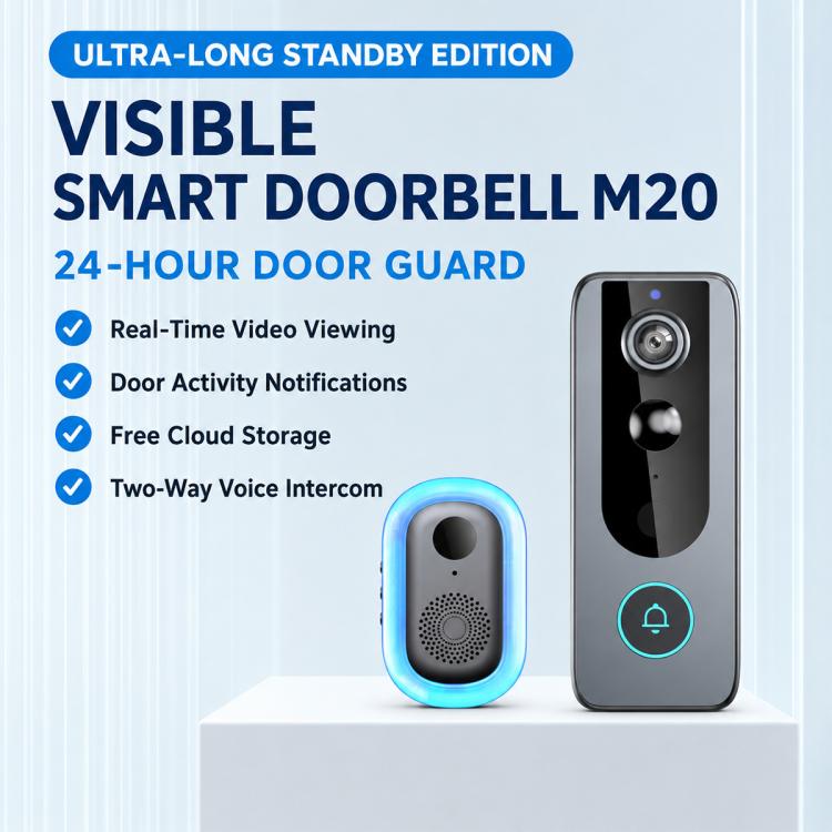 M20 High Definition Night Vision Wireless Two-Way Intercom Video Doorbell, M20(Black)