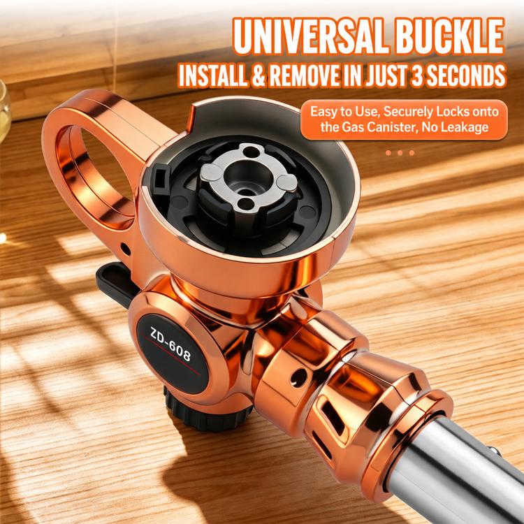 Copper gas flamethrower nozzle with universal locking buckle and black mounting base