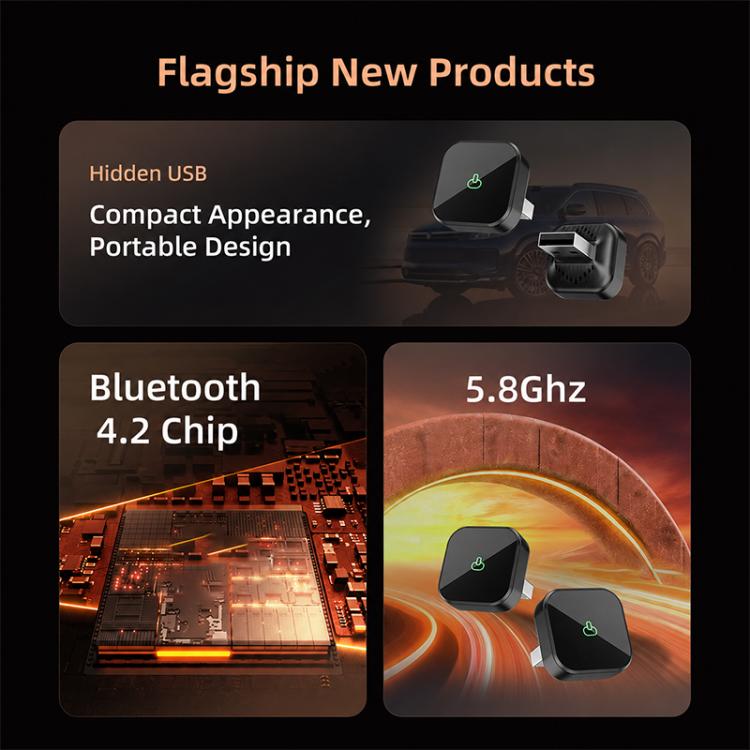 2 in 1 Car mini Smart Box Wireless Android Auto CarPlay Adapter, ZYD-B42