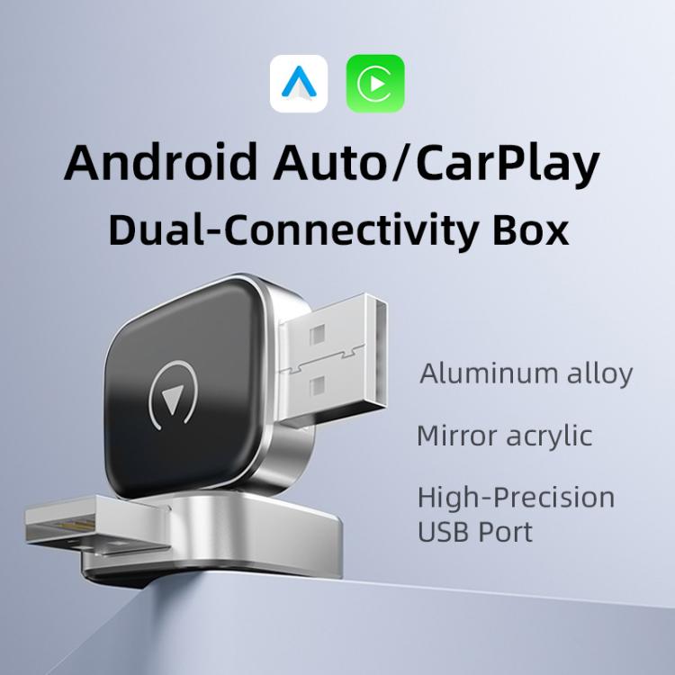 2 in 1 Car mini Smart Box Bluetooth5.4+WiFi6 Wireless Android Auto CarPlay Adapter, ZYD-TAB0P