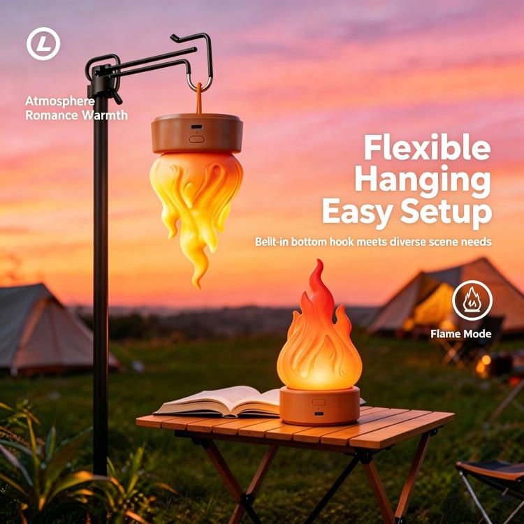 HZ-K03A LED Simulated Flame Lamp Timed Outdoor Camping Light