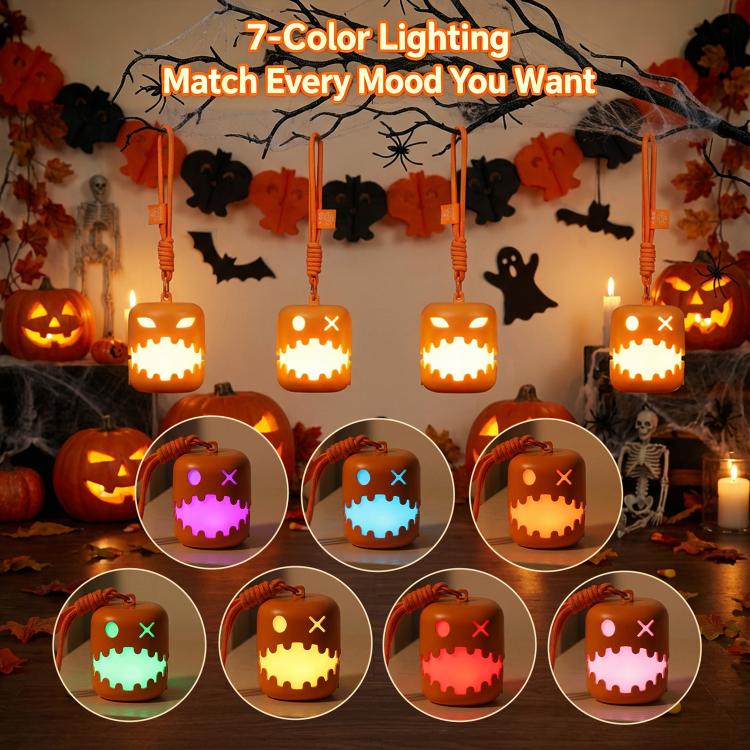 HZ-K10 Fun Pumpkin Lantern Halloween Atmosphere Night Light, 1 Pack, 2 Packs