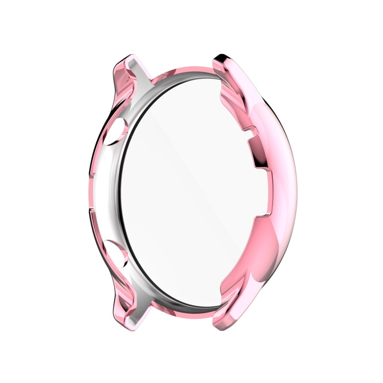 Full-coverage TPU protective case cover for smartwatch, pink rugged frame