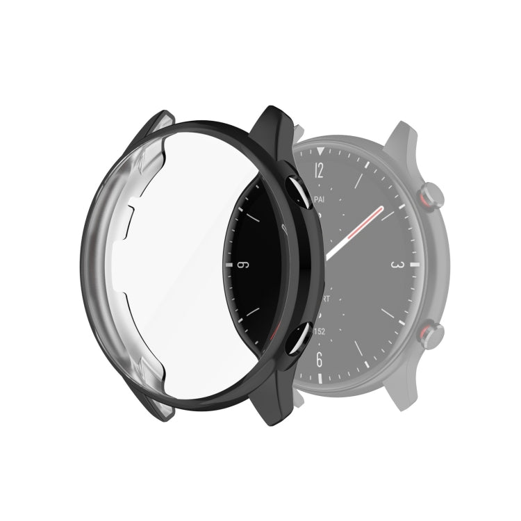 Full-coverage TPU protective case cover for smartwatch, black electroplated frame