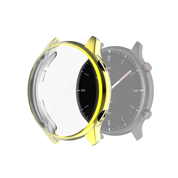 Full-coverage TPU protective case cover for smartwatch, gold electroplated frame