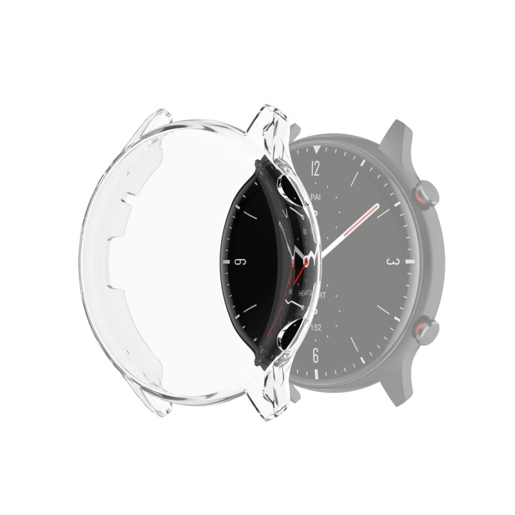 Transparent TPU full-coverage smartwatch case cover with clear electroplated rim