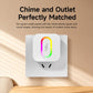 White wireless doorbell chime fitted with a square outlet-style base