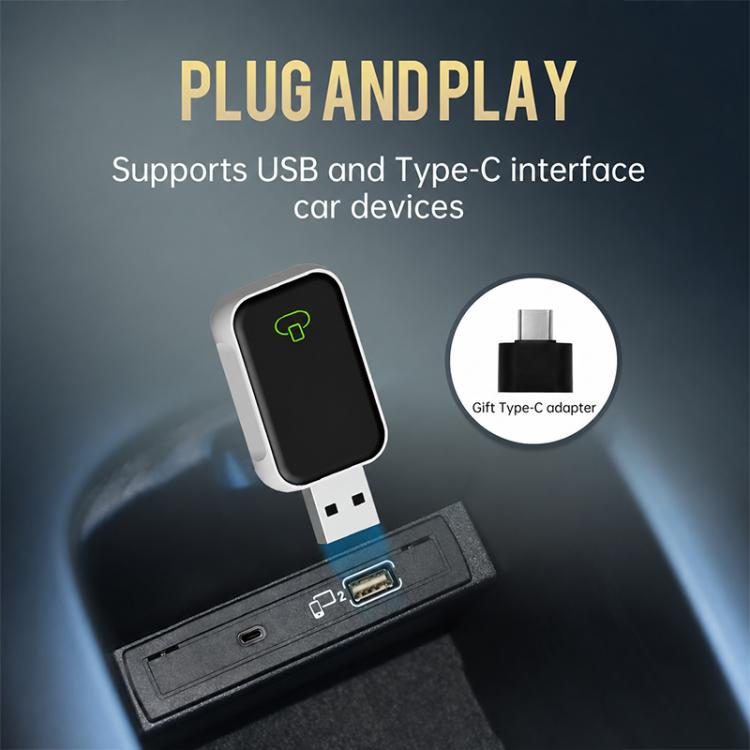 2 in 1 Car mini Smart Box BT5.4+WiFi Wireless Android Auto CarPlay Adapter, ZYD-TAB0E
