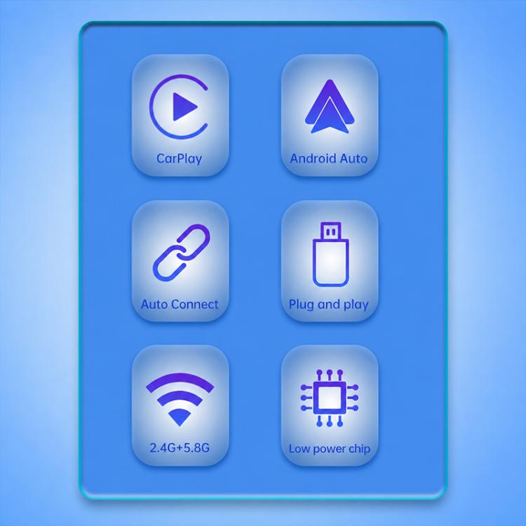 Device UI graphic showing CarPlay and Android Auto connection icons