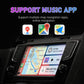 Car infotainment screen showing map navigation apps and route views