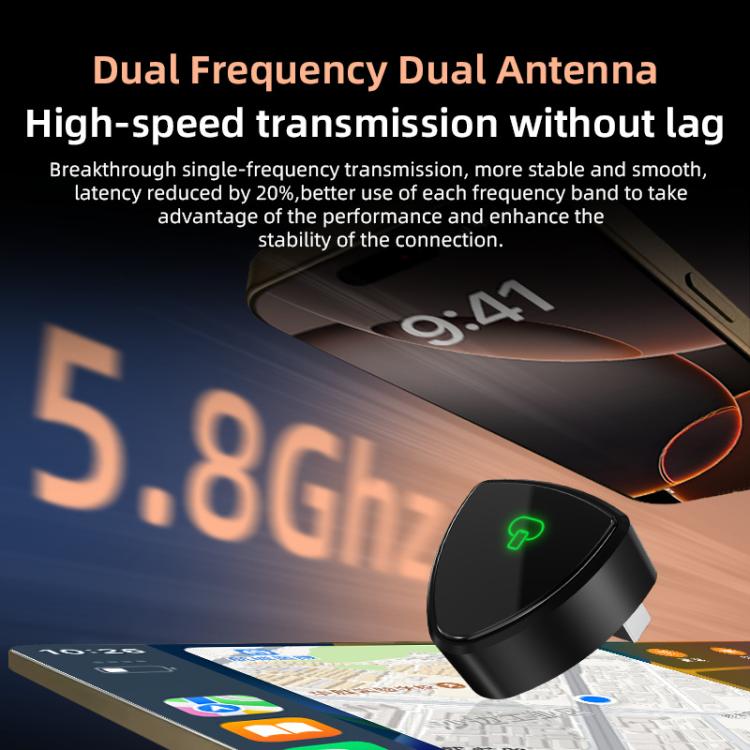 2 in 1 Car mini Smart Box BT4.2+5.8GHz Wireless Android Auto CarPlay Adapter, ZYD-B44