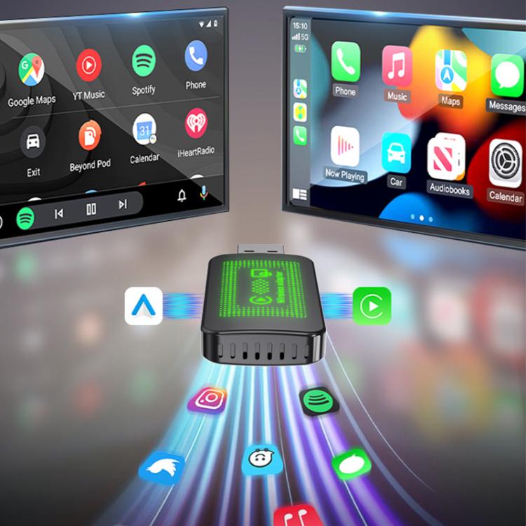 2 in 1 Car mini Smart Box Screen Display Wireless Android Auto CarPlay Adapter, ZYD-B19P