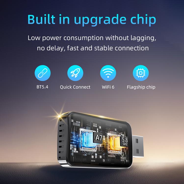 2 in 1 Car mini Smart Box Screen Display Wireless Android Auto CarPlay Adapter, ZYD-B19P