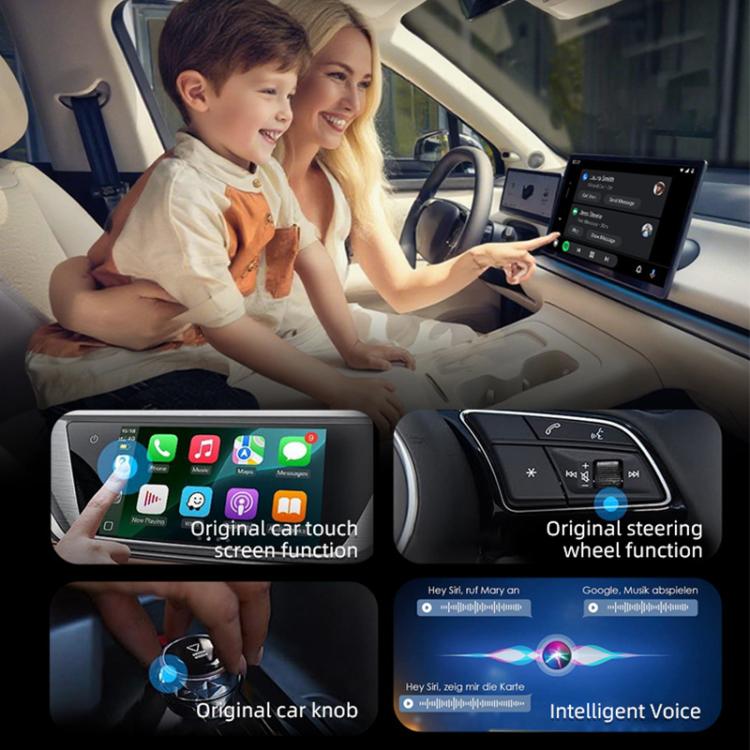 2 in 1 Car mini Smart Box Screen Display Wireless Android Auto CarPlay Adapter, ZYD-B19P