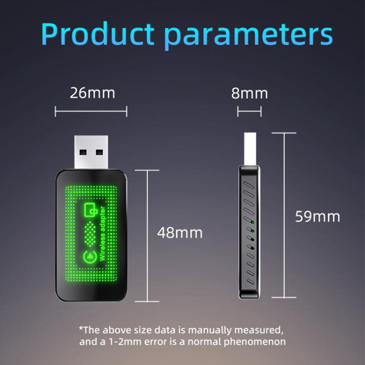 2 in 1 Car mini Smart Box Screen Display Wireless Android Auto CarPlay Adapter, ZYD-B19P