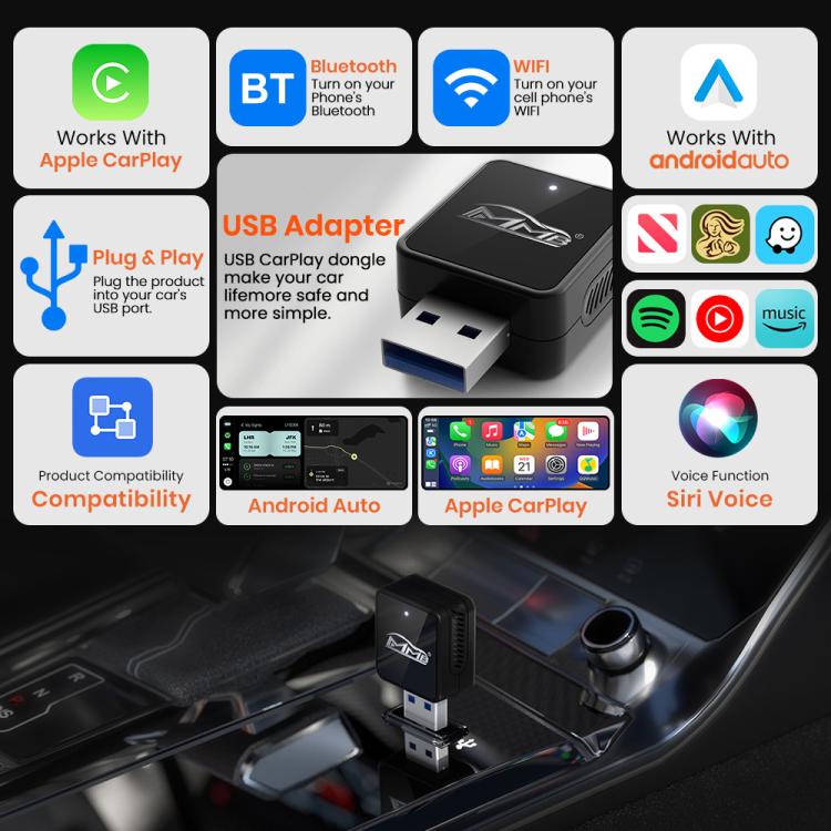 MMB CP-1 2 in 1 Car mini Smart Box Wired to Wireless Android Auto CarPlay Adapter, CP-1