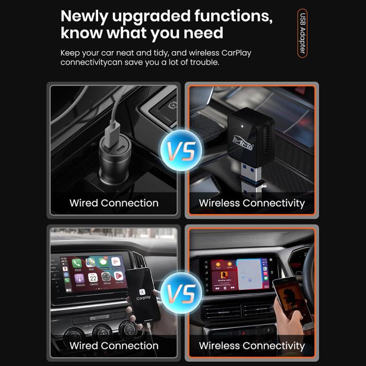 MMB CP-1 2 in 1 Car mini Smart Box Wired to Wireless Android Auto CarPlay Adapter, CP-1