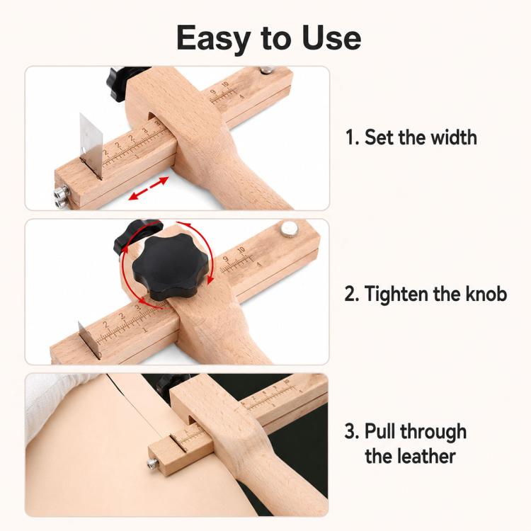 Thickness Adjustable Leather Belt Cutting Wood Handle Cutter