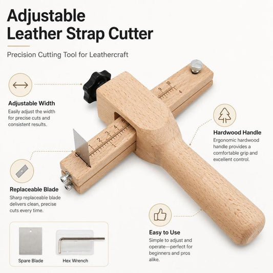 Thickness Adjustable Leather Belt Cutting Wood Handle Cutter