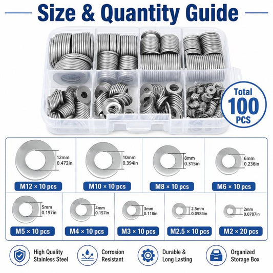 M2 - M12 Flat Washer Insulating Round Spacers, 100pcs, 600pcs