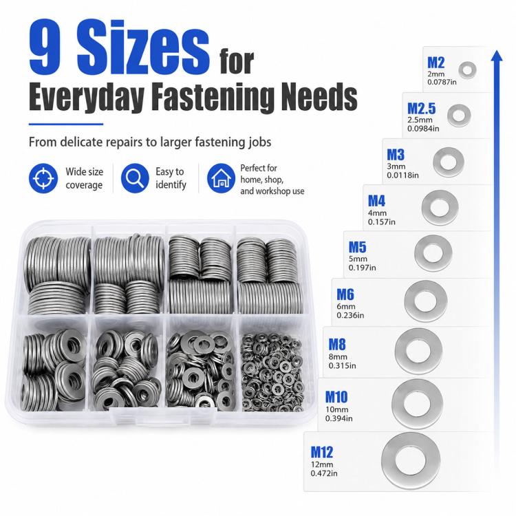 M2 - M12 Flat Washer Insulating Round Spacers, 100pcs, 600pcs