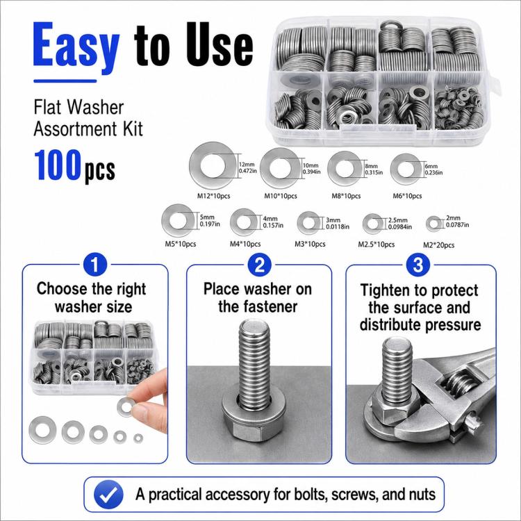 M2 - M12 Flat Washer Insulating Round Spacers, 100pcs, 600pcs