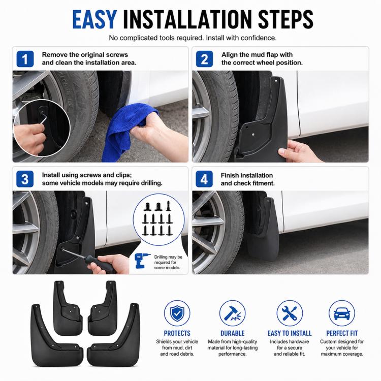 4pcs/Set Car Wheel Splash Flaps Fender Guard, For GreatWall Haval Jolion 2024