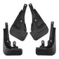 Set of four black molded mud flaps with mounting brackets, front and rear