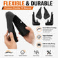 Black flexible PP mud flap section with mounting holes, designed to bend without cracking