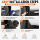 Mud flap installation steps showing mounting, aligning, and finishing for a secure fit
