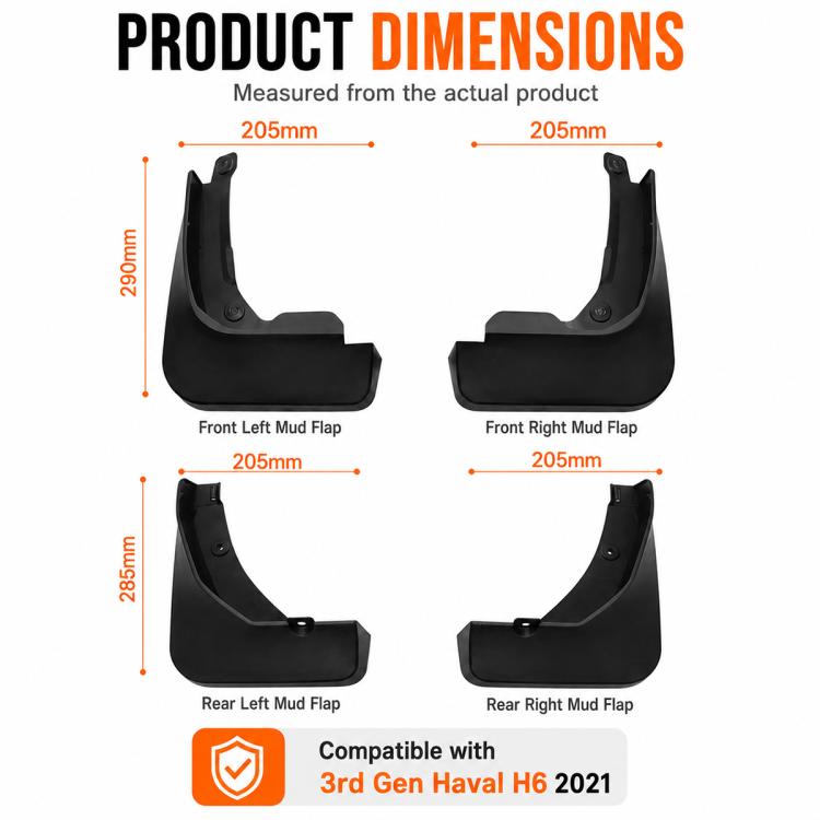 4pcs/Set Car Wheel Splash Flaps Fender Guard, For GreatWall Haval H6 2021