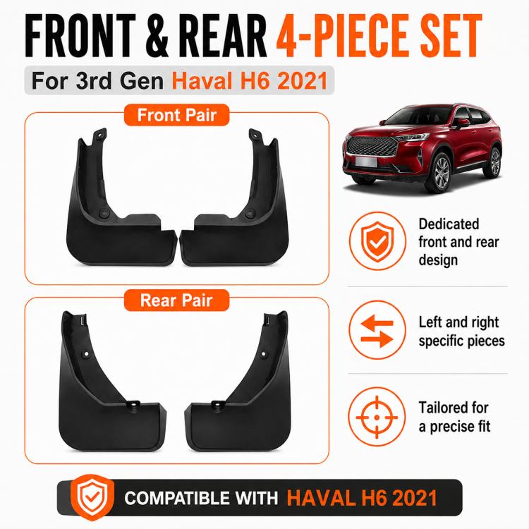 4pcs/Set Car Wheel Splash Flaps Fender Guard, For GreatWall Haval H6 2021