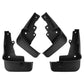 Set of four black front and rear splash flaps with installation brackets