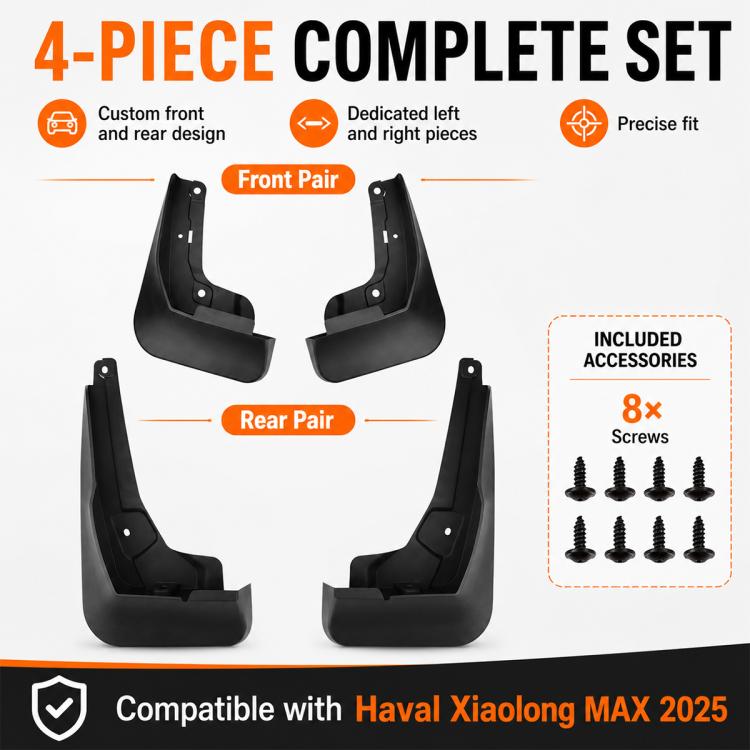 4-piece complete black splash flap set with included screw hardware