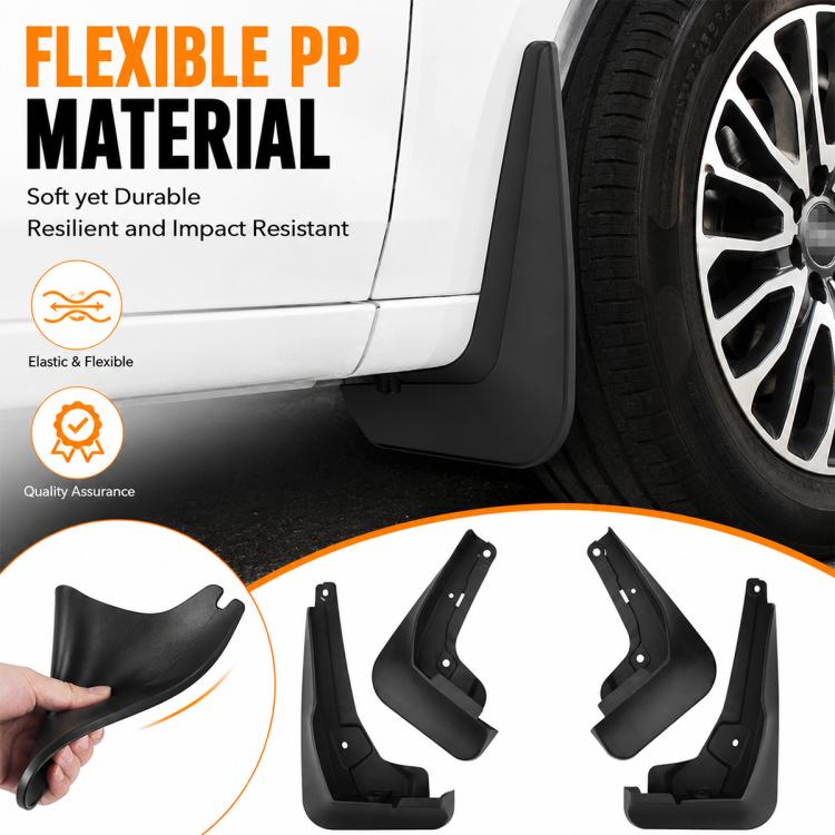 Flexible PP black splash flap set with molded edges and mounting holes