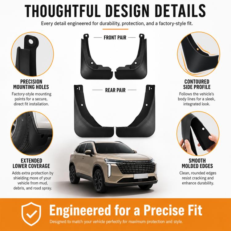 4pcs/Set Car Wheel Splash Flaps Fender Guard, For GreatWall Haval H6 2024