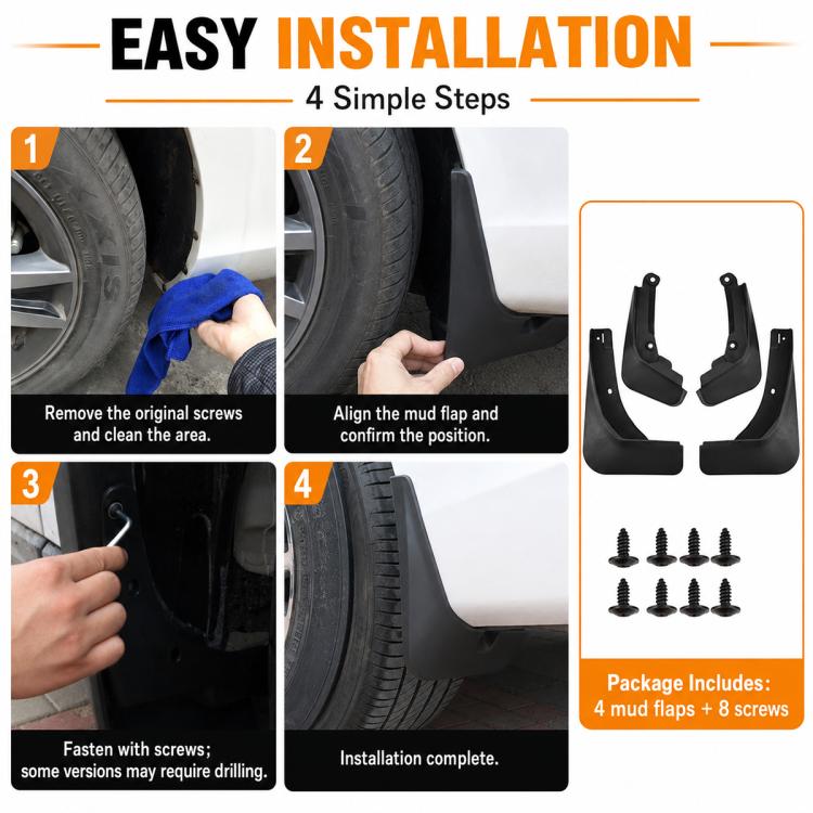 4pcs/Set Car Wheel Splash Flaps Fender Guard, For GreatWall Haval H6 2024