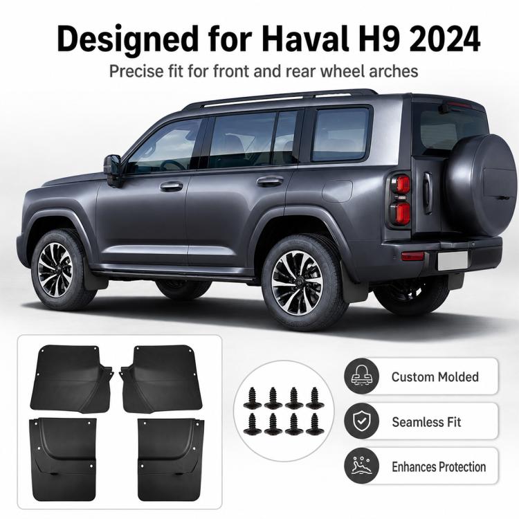 4pcs/Set Car Wheel Splash Flaps Fender Guard, For GreatWall Haval H9 2024