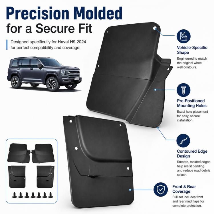 4pcs/Set Car Wheel Splash Flaps Fender Guard, For GreatWall Haval H9 2024