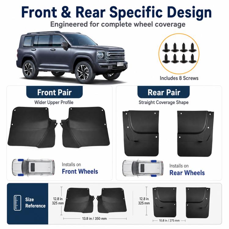 4pcs/Set Car Wheel Splash Flaps Fender Guard, For GreatWall Haval H9 2024