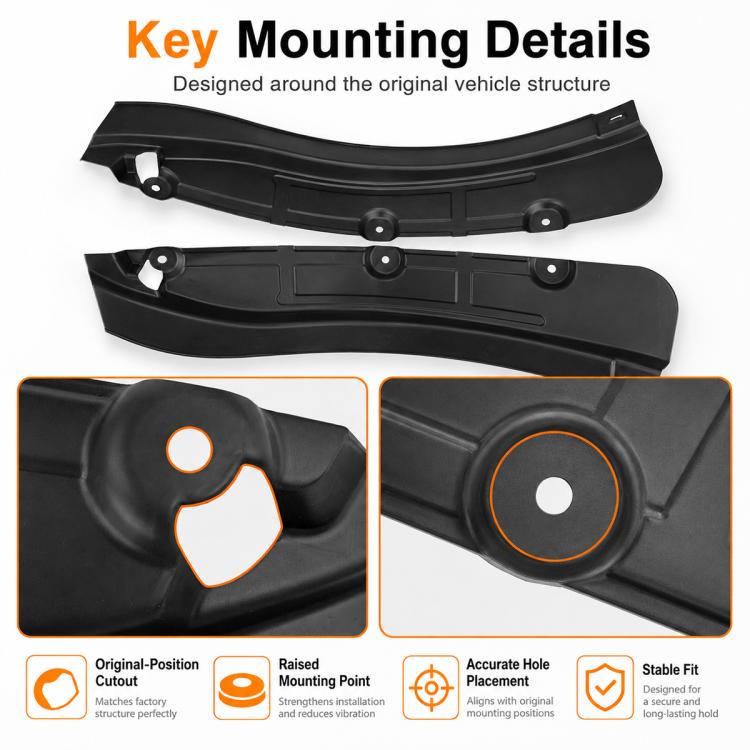 Black splash flap guard set with round mounting points and curved coverage edge