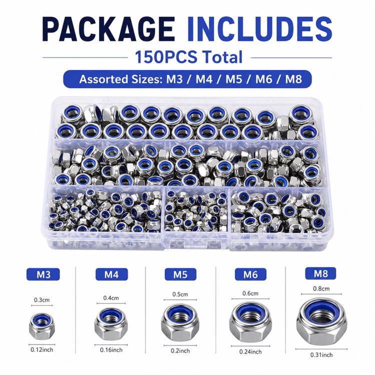 Anti-Slip Hexagonal Nut Plug 150PCS, M4-M6