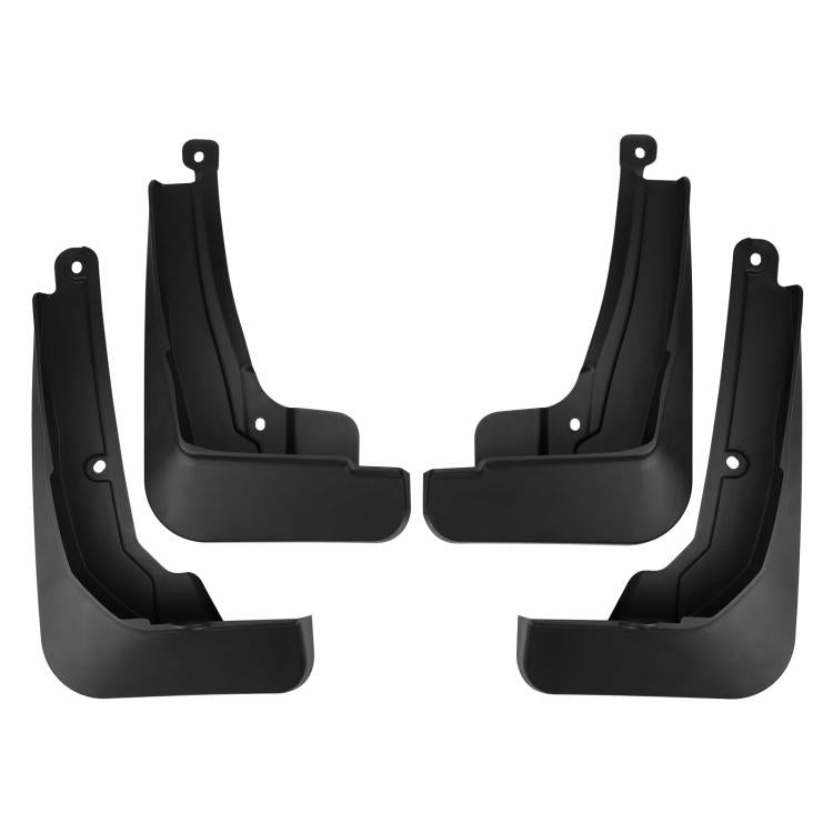 Black front and rear mud flaps, four-piece set with mounting holes