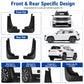 Black mud flap set, four splash guards with mounting holes in front/rear pairs