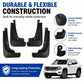 Black flexible mud flaps, four-piece set with molded profile and mounting holes
