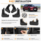 Black mud flap set with included screws and mounting hardware, easy-install view