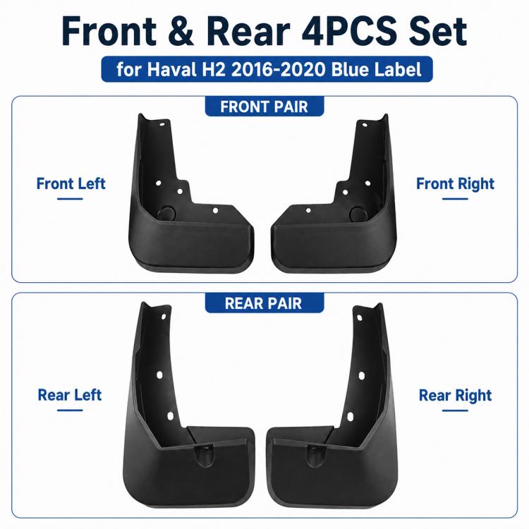 4pcs/Set Car Wheel Splash Flaps Fender Guard, For GreatWall Haval H2 2016-2020