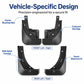 Black front and rear mud flap guards with contour edge and multiple mounting holes
